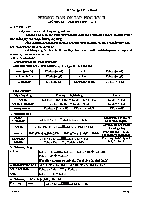 Hướng dẫn ôn tập học kỳ II môn Hóa 11  Năm học 2014  2015